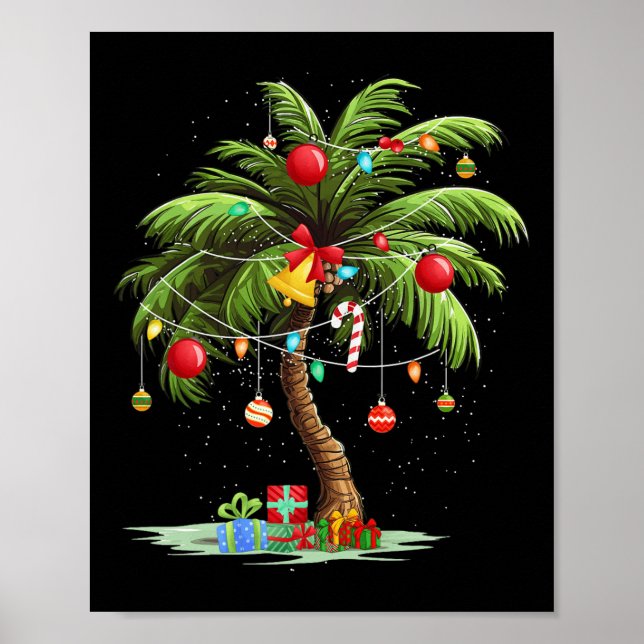 Weihnachtspalme Tree Light Hawaiian Tropical Xmas  Poster (Vorne)