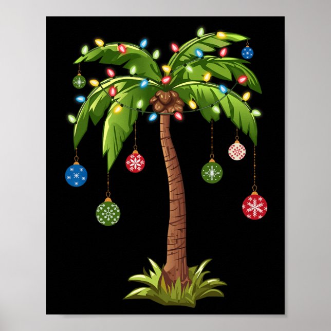 Weihnachtspalme Tree Light Hawaiian Tropical Xmas  Poster (Vorne)