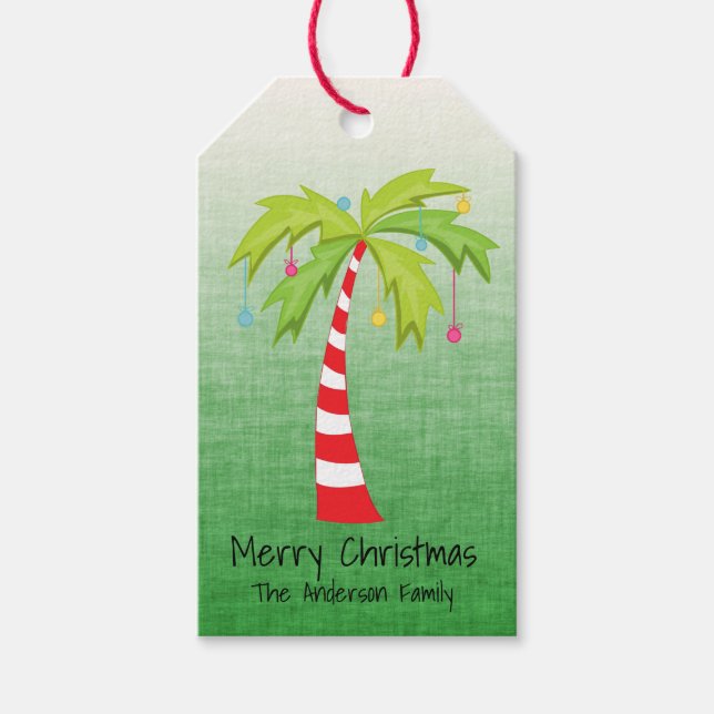 Weihnachtspalme Tree Personalisierte Geschenktaste Geschenkanhänger (Vorderseite)