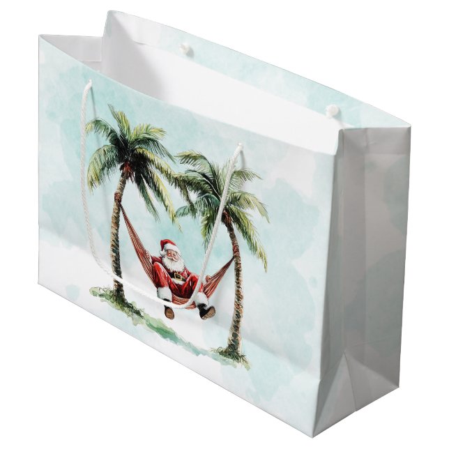 Weihnachtspalme Tree Santa Hammock Tropical Große Geschenktüte (Vorderseite Schrägansicht)