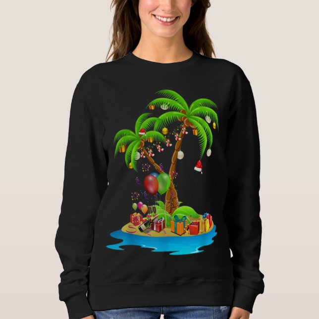 Weihnachtspalme Tropische Xmas Kokosbeleuchtung P Sweatshirt (Vorderseite)