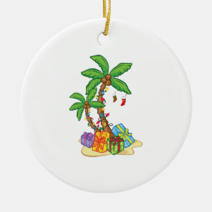 Weihnachtspalme tropische Xmas Kokospalmen Lichter Keramik Ornament