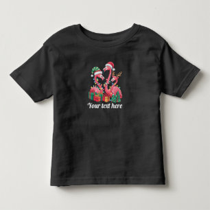 Weihnachtspalmen-Flamingo-personalisierte Weihnach Kleinkind T-shirt