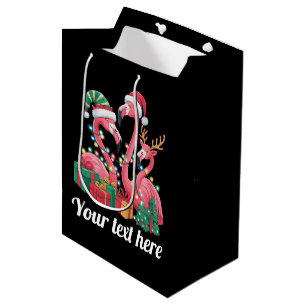 Weihnachtspalmen-Flamingo-personalisierte Weihnach Mittlere Geschenktüte