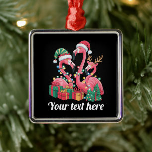 Weihnachtspalmen-Flamingo personalisierte Weihnach Ornament Aus Metall