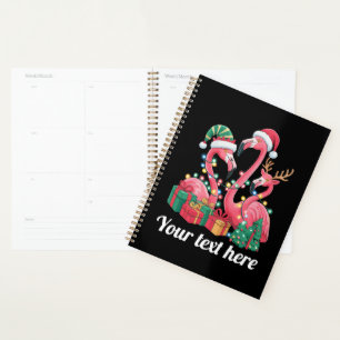 Weihnachtspalmen-Flamingo personalisierte Weihnach Planer