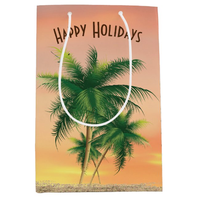 Weihnachtspalmen in Sand Mittlere Geschenktüte (Vorderseite)