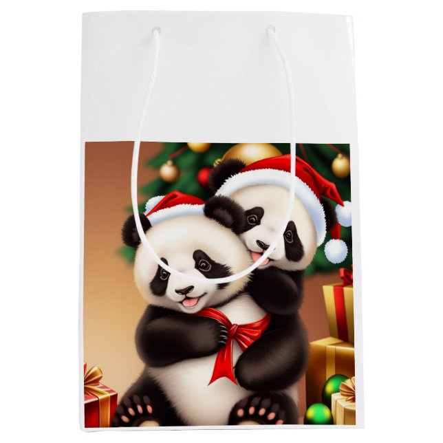 Weihnachtspanda Mittlere Geschenktüte (Vorderseite)