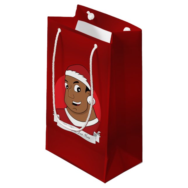 Weihnachtspapa/junger Mann Cartoon Kleine Geschenktüte (Vorderseite Schrägansicht)