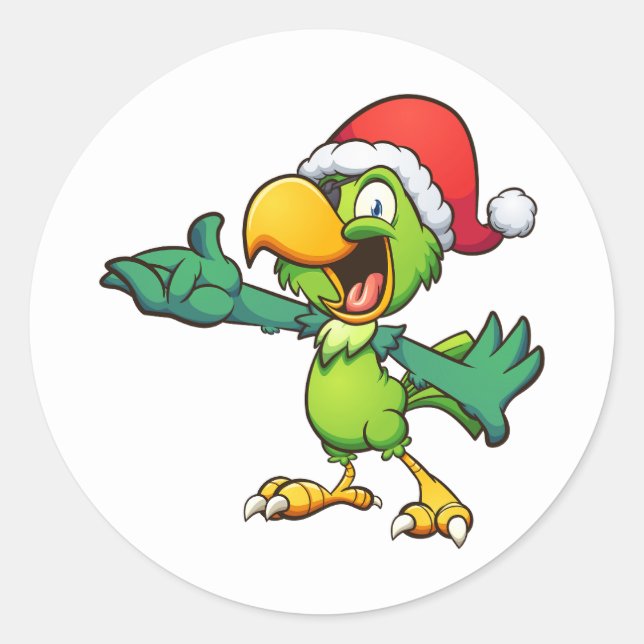 Weihnachtspapagei mit Augenpflaster und Santa ha Runder Aufkleber (Vorderseite)