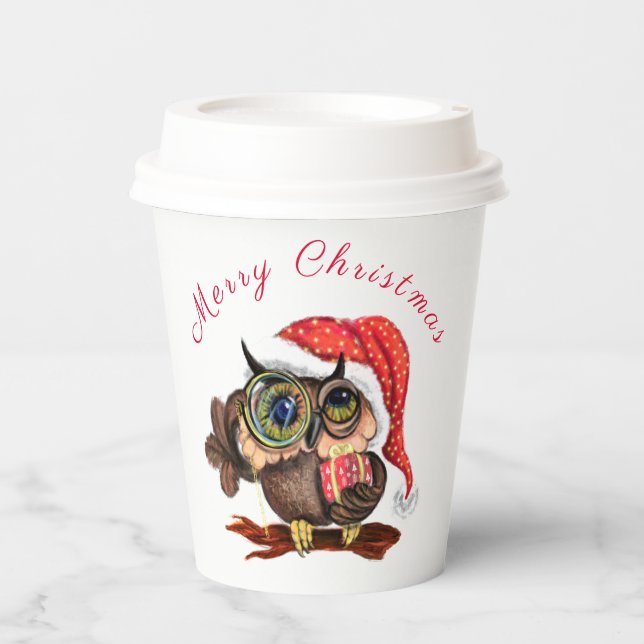 Weihnachtspapier Babyschale mit Geschenk Pappbecher (Vorderseite)