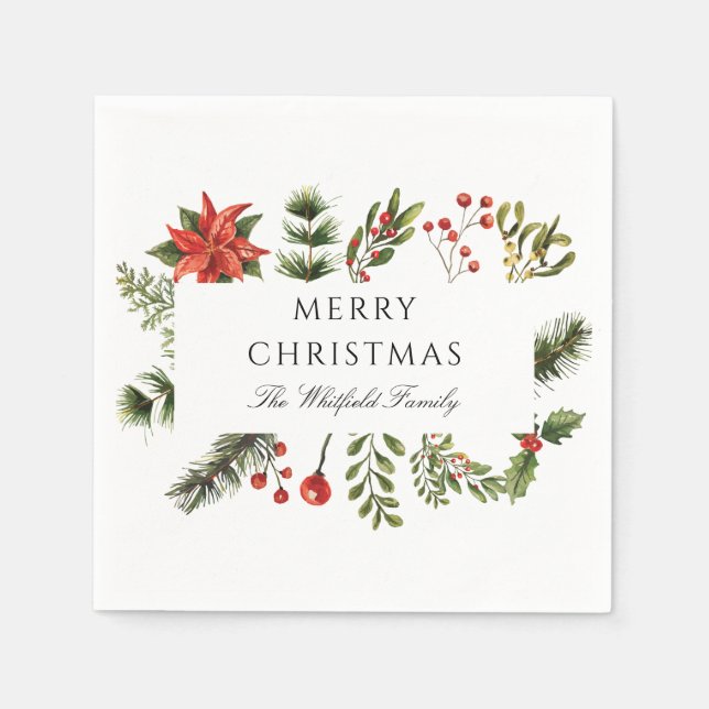 Weihnachtspapier der Wasserfarbenfamilie Serviette (Vorderseite)