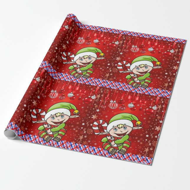 Weihnachtspapier-Elf Geschenkpapier (Ungerollt)