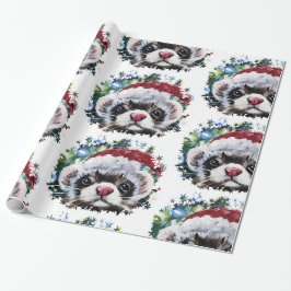 Weihnachtspapier für Ferret und Weihnachtsmannmütz Geschenkpapier