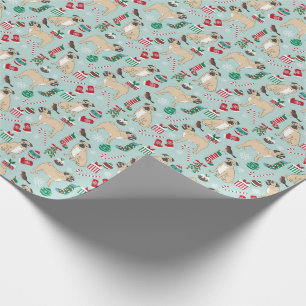 Weihnachtspapier für Mops Geschenkpapier