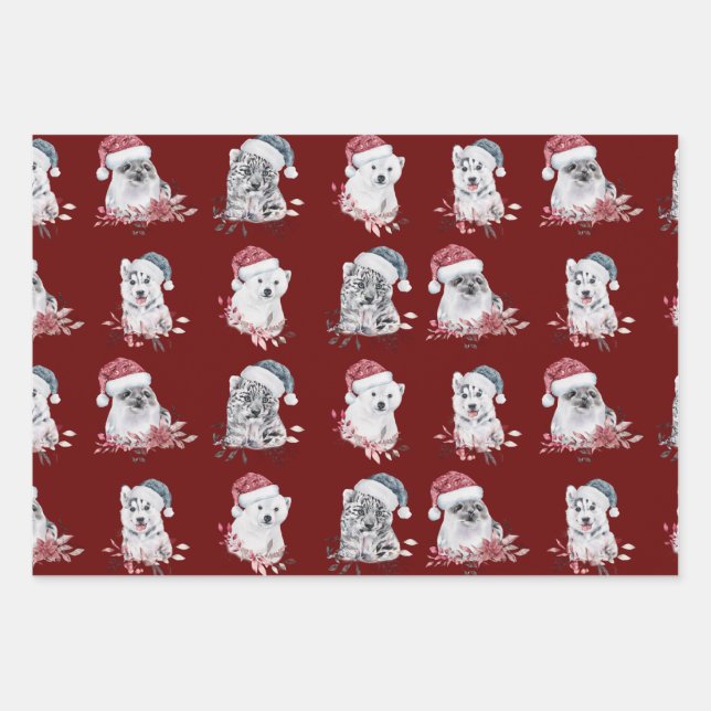 Weihnachtspapier für Tierfreunde Geschenkpapier Set (Vorderseite)