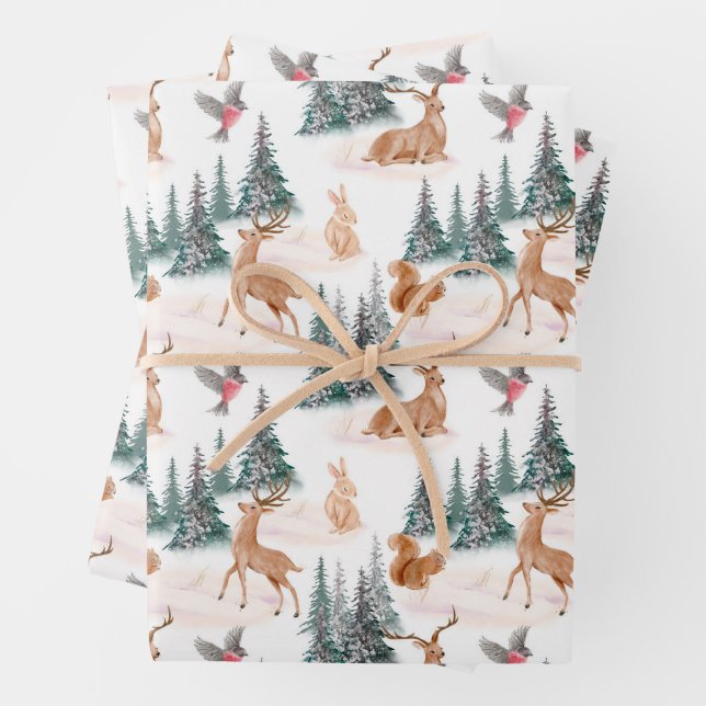 Weihnachtspapier für Waldtiere Geschenkpapier Set (Beispiel)