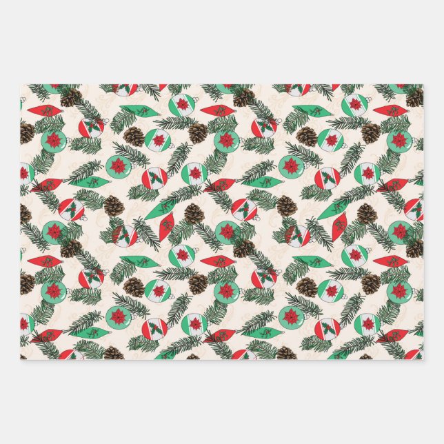 Weihnachtspapier in Sahne Geschenkpapier Set (Vorderseite)