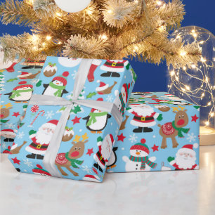 Weihnachtspapier Kinder Santa Freunde Geschenkpapier