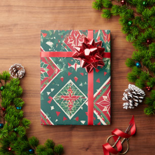 Weihnachtspapier mit festlicher Geometrie Geschenkpapier