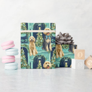Weihnachtspapier mit Goldendoodle-Vignette Geschenkpapier