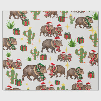 Weihnachtspapier mit Javelina-Familie Geschenkpapier