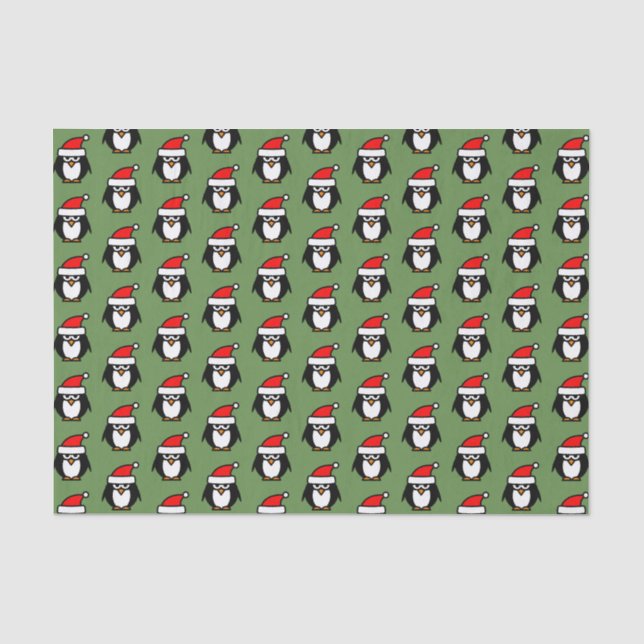 Weihnachtspapier mit lustigem Santa Pinguin Seidenpapier (Vorderseite)