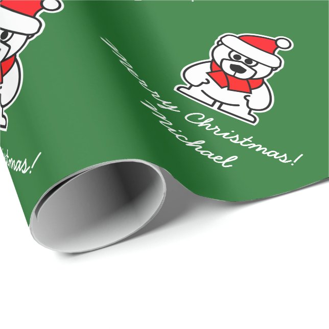 Weihnachtspapier mit niedlichem Weihnachtsbär Geschenkpapier (Rolleneckpunkt)