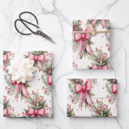 Weihnachtspapier mit rosa Bögen Geschenkpapier Set