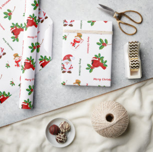 Weihnachtspapier mit Santa und Kardinal Geschenkpapier