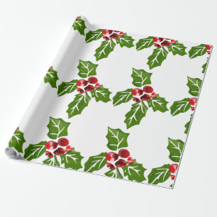 Weihnachtspapier mit Stechpalme Geschenkpapier
