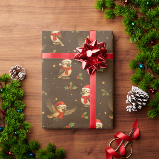 Weihnachtspapier mit Wasserfarb-Illustration eines Geschenkpapier