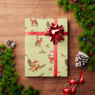 Weihnachtspapier mit Wasserfarbenmotiv Lachender K Geschenkpapier