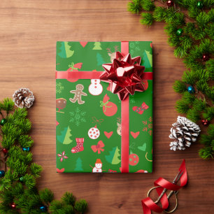 Weihnachtspapier mit Weihnachtsfiguren Geschenkpapier