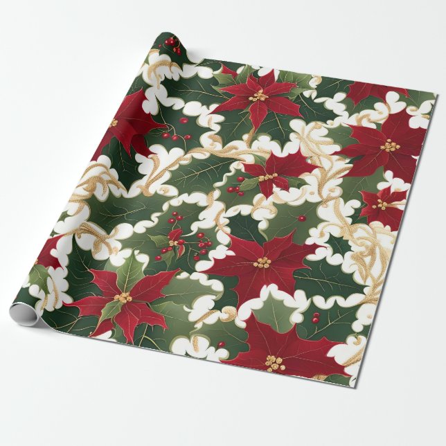 Weihnachtspapier Pflanze Geschenkpapier (Ungerollt)