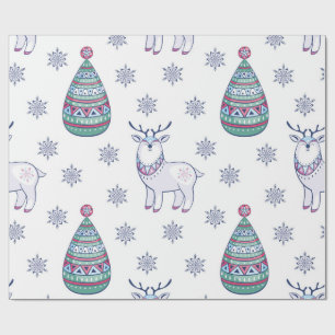 Weihnachtspapier - Rentiere und Tannen Geschenkpapier