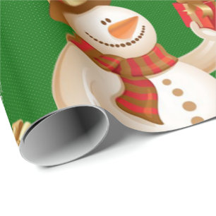 Weihnachtspapier Schneemann Grün Geschenkpapier