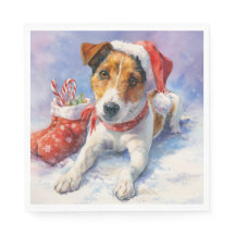 Weihnachtspapier-Serviette mit niedlichem Jack Rus