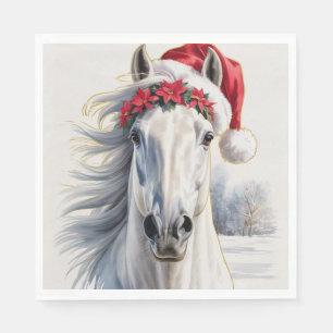 Weihnachtspapier-Serviette / Schöner weißer Hengst Serviette