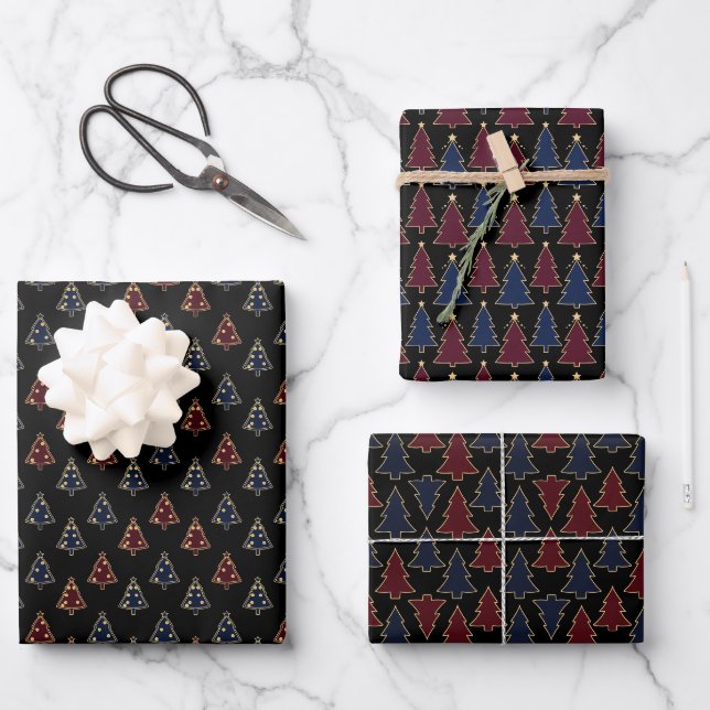 Weihnachtspapier-Set mit 3 Designs Geschenkpapier Set (Vorderseite)