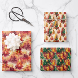 Weihnachtspapier-Set mit 3 Designs Geschenkpapier Set
