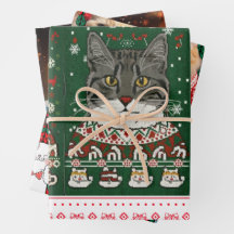 Weihnachtspapier Set mit 3 Geschenken.