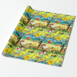 Weihnachtspapier Sommer Strand Santa Geschenkpapier
