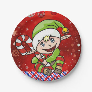 Weihnachtspapier-Teller, Elf Pappteller