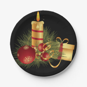 Weihnachtspapier-Teller, Goldbrasse Pappteller