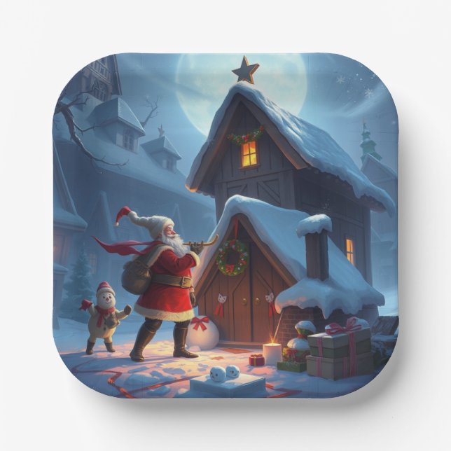 Weihnachtspapier-Teller Pappteller (Vorderseite)