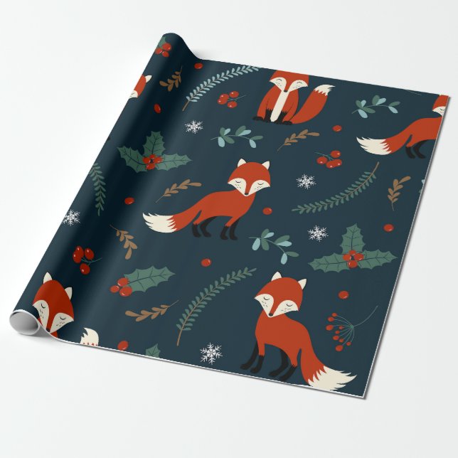 Weihnachtspapier (Thema Red Fox) Geschenkpapier (Ungerollt)