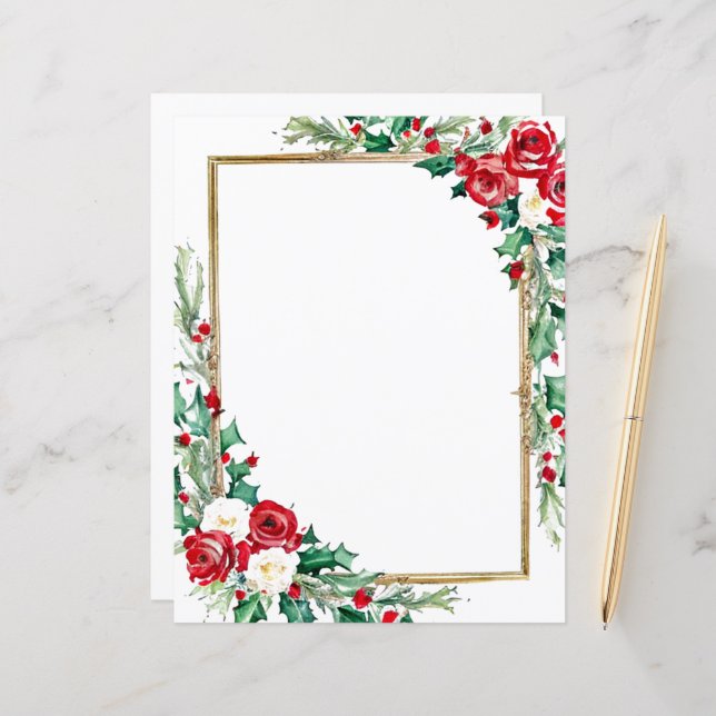 Weihnachtspapier und Rose (Vorderseite/Rückseite Beispiel)