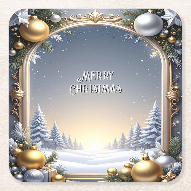 Weihnachtspapier-Untersetzer Rechteckiger Pappuntersetzer (Vorderseite)