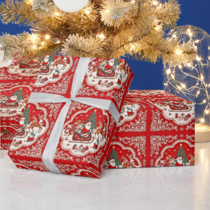 Weihnachtspapier Vintage Santa Schlitten Geschenkpapier